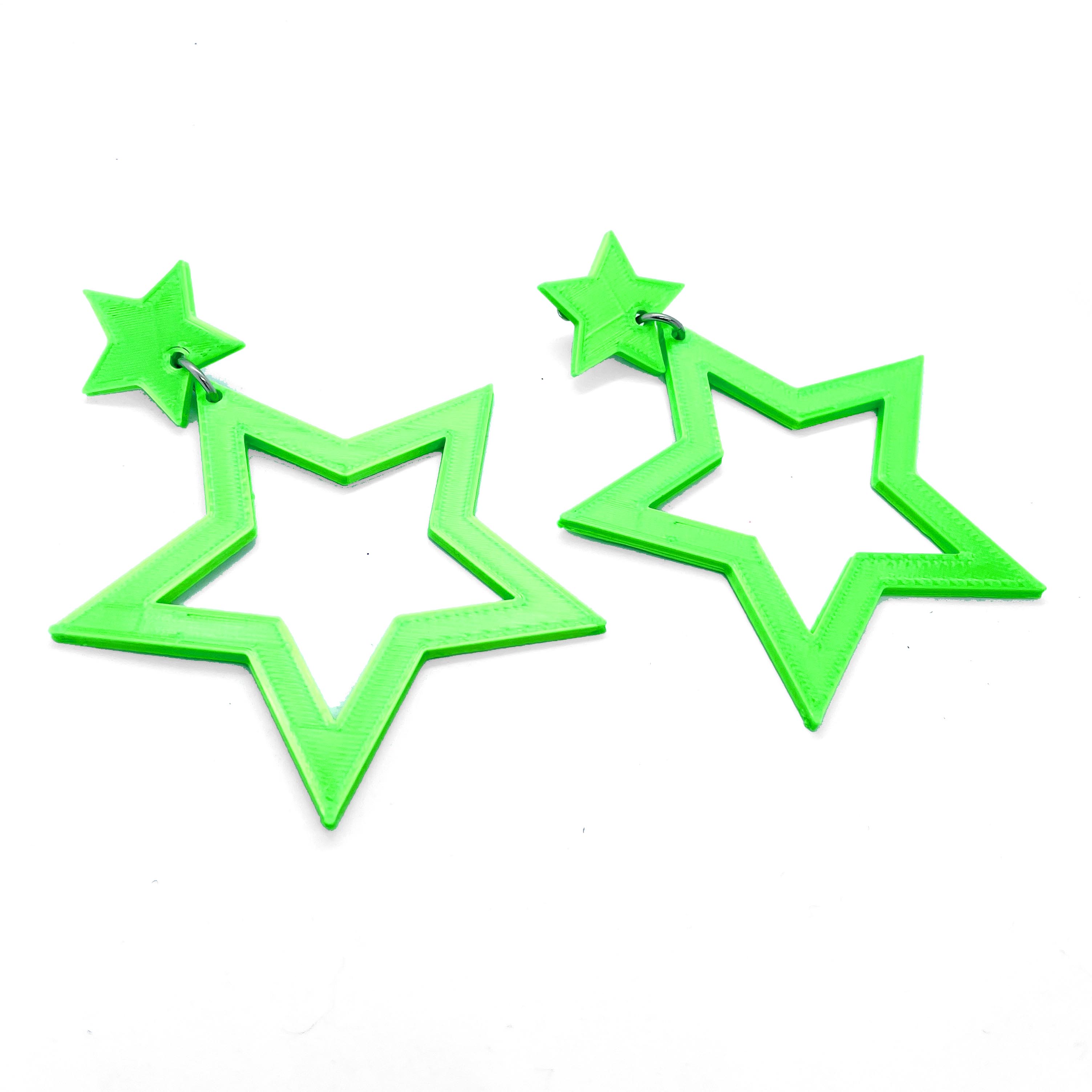 Bright Green "Starstruck" Earrings - CLIP-ON