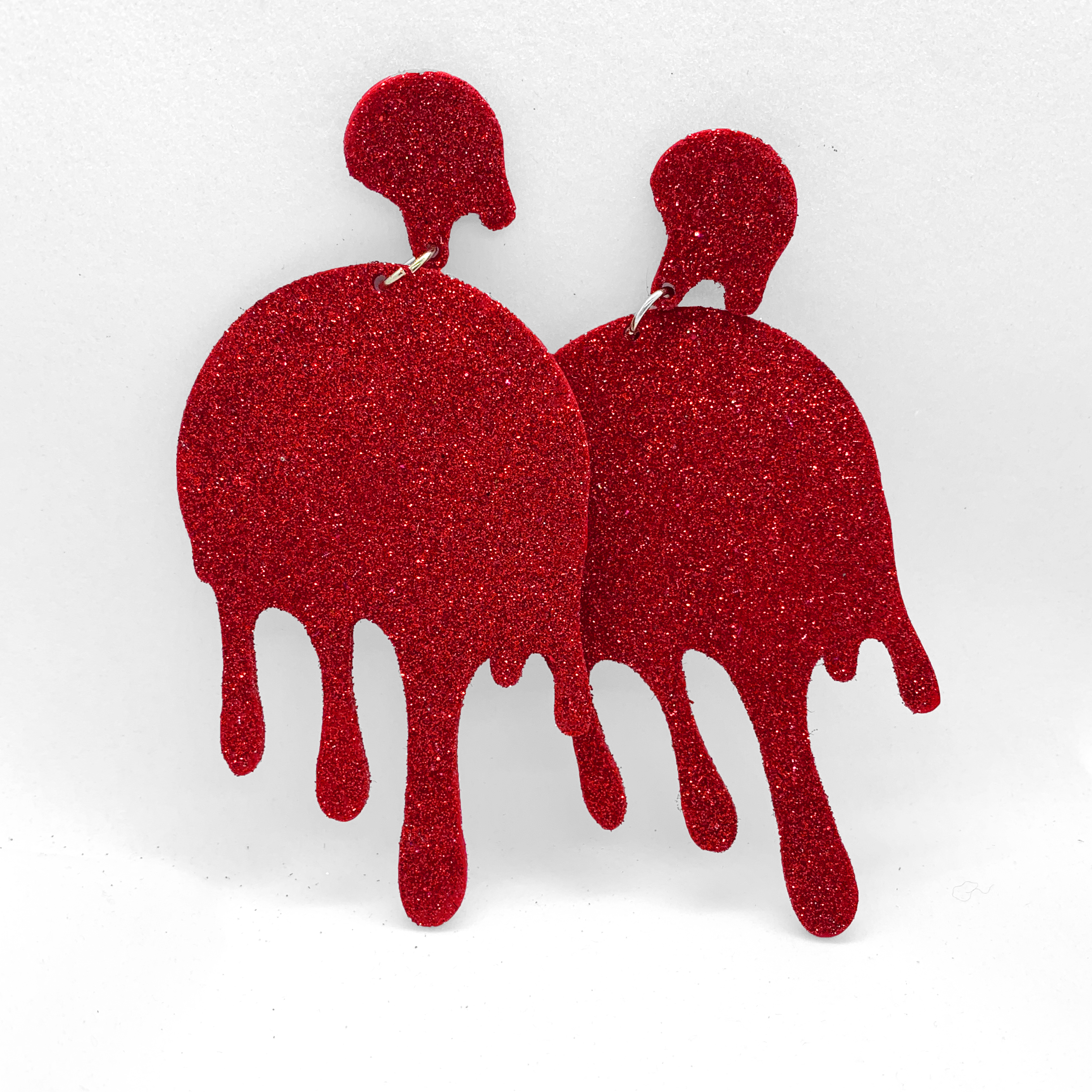 Red Glitter 'I'm Drippin' Earrings