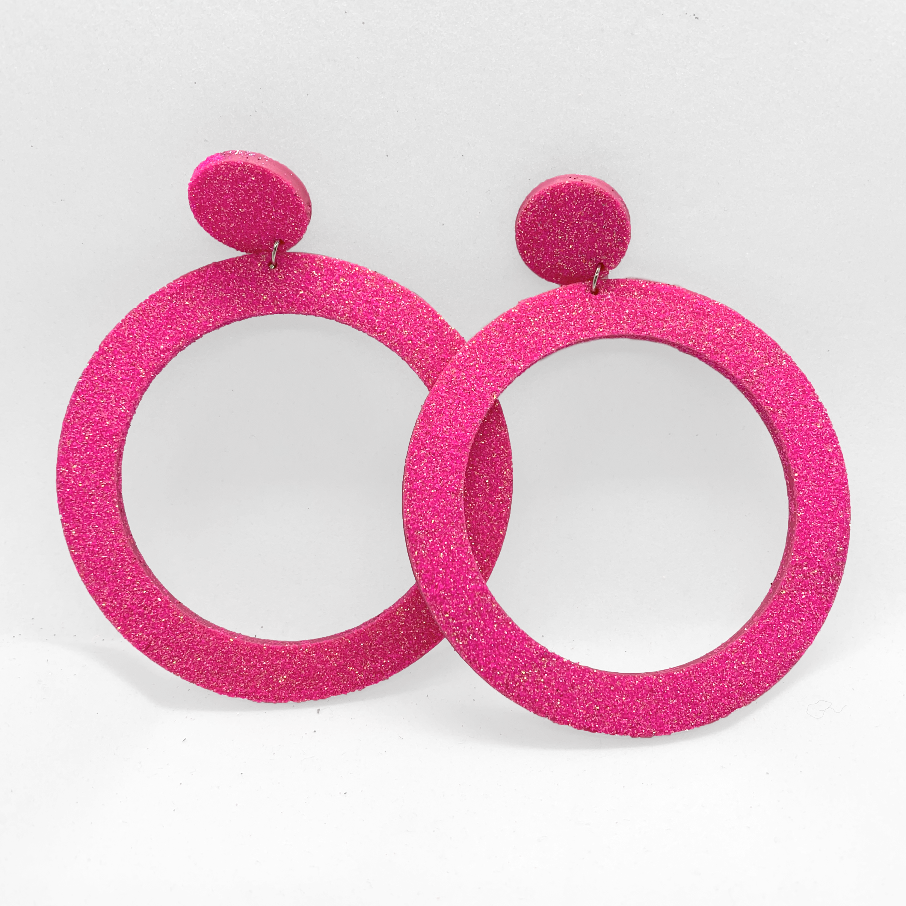 Pink Glitter 'The Smaller The Hoop' Earrings